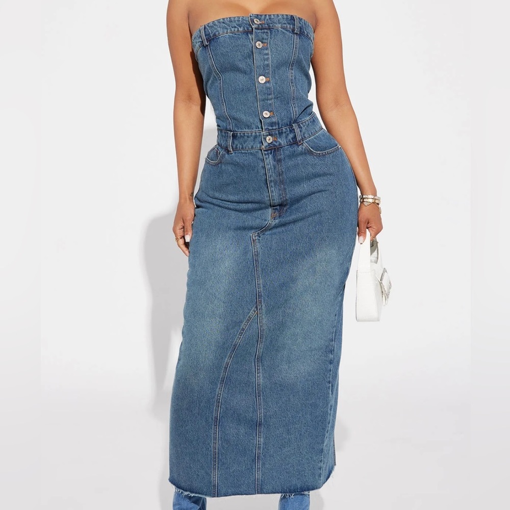 NEW Fashionnova Denim Maxi Dress